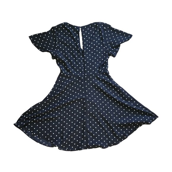 🖤 Express Polka Dot Flutter Sleeve Fit & Flare Dress - Black 🖤 - Picture 3 of 9